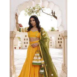 Ragavi Sweetheart Neck Cotton Ready to Wear Lehenga & Blouse With Dupatta image 4
