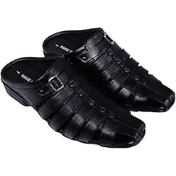 rage gaze Men's Fashion Sandals - Comfortable Fisherman, Premium PU Padding, Synthetic Leather, Closed-Toe Summer Outdoor Sandals, Black Half - Stylish and Durable Footwear image 1