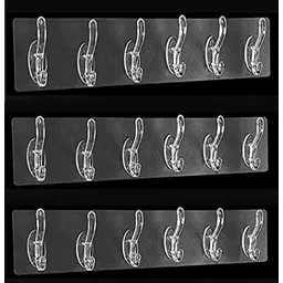 raghuvanshi 6in1 Adhesive Sticker 18 Hook Heavy Duty Sticky Hooks for Hanging(PACK OF 3) Hook Rail 18-picture-13