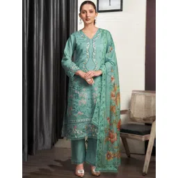 RAGHVENDRA TEXTILES Women Floral Embroidered Kurta with Trousers & Dupatta-picture-7