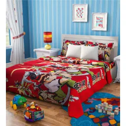 rago Ben 10 Print Single Bedsheet with 1 Pillow Cover in Red Colour-picture-13