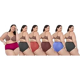 ragthm Cotton Big Size| Plus Size Panties High Waist Hipsters|Comfortable Breathable Everyday Multicolor Panties for Womens Pack of 6-picture-15