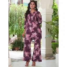 Ragvi Women Purple Viscose Rayon Printed Co-Ord Set-image-34