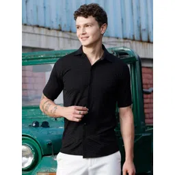 RAHI TRENDZ Premium Fit Geometric Textured Spread Collar Casual Shirt-picture-37