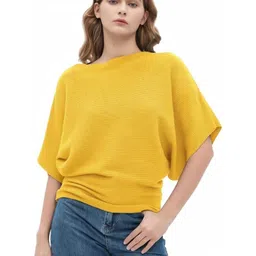 RAHI TRENDZ Ribbed Boat Neck Batwing Sleeve Top-picture-33