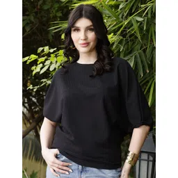 RAHI TRENDZ Women Striped Boat Neck Batwing Sleeve Top-picture-13