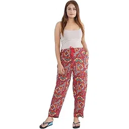 rai sahab Women Red Print Reyon Pyjamas(88537)-picture-55