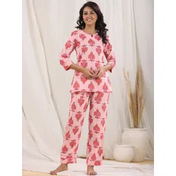 Rain & Rainbow Ethnic Motifs Printed Pure Cotton Night Suit-picture-40