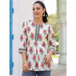 Rain & Rainbow Women Floral Printed Cotton Top-picture-42