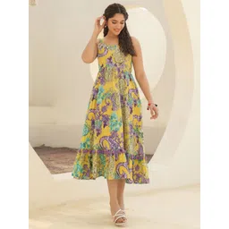 Rain & Rainbow Women Printed Pure Cotton Ethnic Dress-picture-36