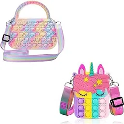Rainbow Pop It Crossbody Bag Combo – Unicorn & Heart-Shaped Bubble Purse Set for Kids & Girls | Handbag with Adjustable Strap-picture-46