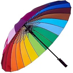 Rainbow Umbrella Big Size 16 Ribs Stylish Colorful Umbrella for Kids Woman and Men Windproof Handle Printed Folding Umbrella – Compact & Lightweight.-picture-11