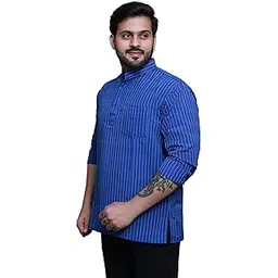 rai's Men's Regular Fit Striped Cotton Short Kurta-picture-18