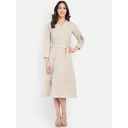 RAISHREE Women Floral Embroidered V-Neck A-Line Dress-picture-19