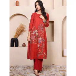 RAISHREE Women Floral Printed Regular Pure Cotton Kurta with Trousers-picture-22