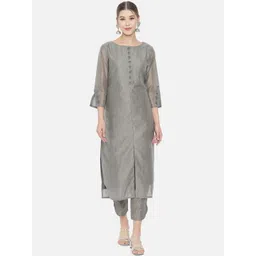 RAISIN Women Grey Kurta With Trousers-picture-12