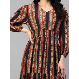 Raiyani Enterprise Floral Printed Tiered V-Neck Fit & Flare Maxi Dress image 2