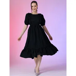 Raiyani Enterprise Puff Sleeve Fit & Flare Midi Dress-picture-14