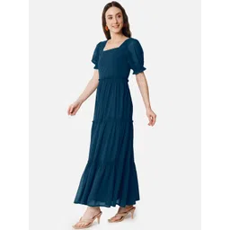 Raiyani Enterprise Puff Sleeve Georgette Fit & Flare Maxi Dress-picture-34