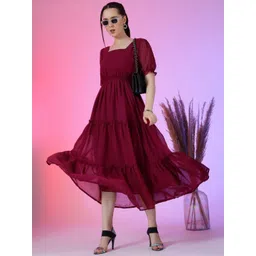 Raiyani Enterprise Solid Fit & Flare Midi Tiered Dress-picture-42