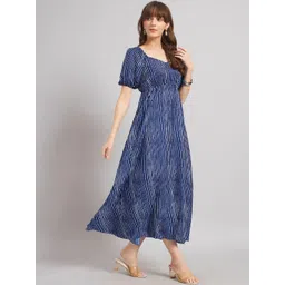 Raiyani Enterprise Striped Puff Sleeve Crepe A-Line Maxi Dress-picture-39