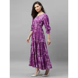 Raiyani Enterprise Tie and Dye V-Neck Tiered Crepe Wrap Maxi Dress-picture-12