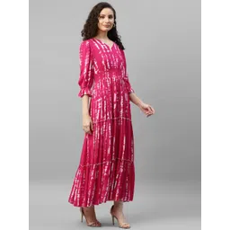 Raiyani Enterprise Tie & Dyed Tiered V-Neck Fit & Flare Maxi Dress-picture-21