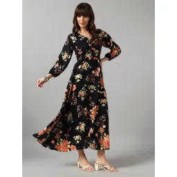 Raiyani Enterprise Women Floral Printed V-Neck Tiered Fit & Flare Dress-picture-14