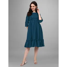 Raiyani Enterprise Women Solid Crepe Fit & Flare Dress-picture-15