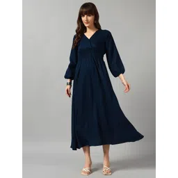 Raiyani Fashion Women Tiered Solid V-Neck Casual Dress-picture-29