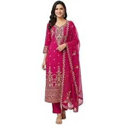 raj rani collection Rani Pink Embroidered Unstitched Salwar Suit with Heavy Dupatta-picture-23