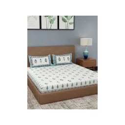 Rajasthan Decor Floral Print Cotton King Bed Sheet with 2 Pillow Cover-picture-28