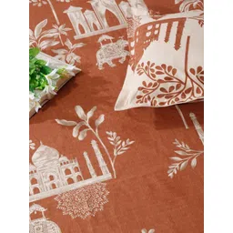 Rajasthan Decor Rust & White Floral Cotton 210 TC King Bedsheet Set-2.70 m x 2.70 m-picture-41