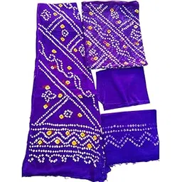 Rajasthani Rajputi Women pure bandhej cotton Lehenga Suit With Dupptaa Odna Unstiched Blue Color-picture-55