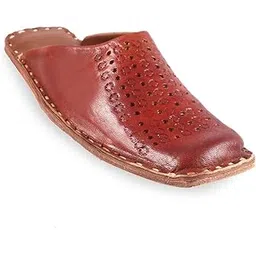 rajeraj Men's Ethnic Leather Mule/DOLMA/Sleeper/Colour-Brown-3 image 1