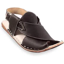 rajeraj Men's Leather SANDAL/STYLISH & COMFORTABLE/Colour-BLACK-picture-33