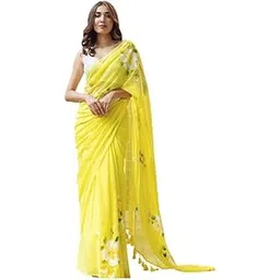 rajeshwar fashion with rf Rajeshwar Fashion (Women's Linen Cotton saree with digital floral print and latkan work | casual wear | Linen cotton | flower design | Unstitched blouse |Lotus-picture-20