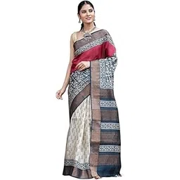 rajmala fashion RAJMALA Women's Floral Elegance Tussar Silk Digital Printed Saree with Matching Blouse Peice-picture-50