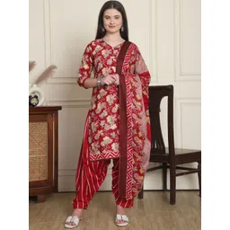 rajnandini Roly Poly Floral Printed V-Neck Straight Kurta With Salwar & Dupatta-picture-13