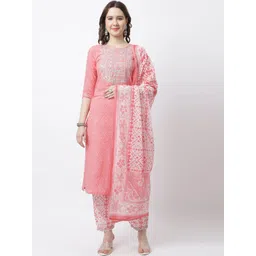 Rajnandini Women Ethnic Motifs Printed Pure Cotton Kurta with Trousers & Dupatta-picture-10