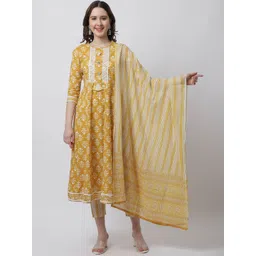 Rajnandini Women Floral Embroidered Pure Cotton Kurta with Trousers & Dupatta-picture-23