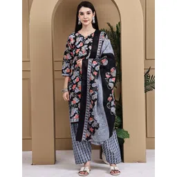 Rajnandini Women Floral Printed Regular Kurta with Palazzos & With Dupatta-picture-16