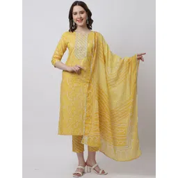 Rajnandini Women Printed Embroidered Gotta Patti Pure Cotton Kurta With Trousers & Dupatta-picture-25
