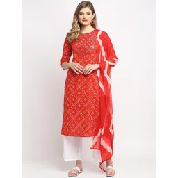 Rajnandini Women Printed Sequinned Pure Cotton Kurta with Trousers & Dupatta-picture-15