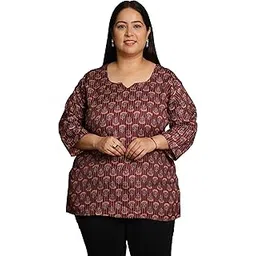 rajnandini Women's Cotton Foil Printed Plus Size Tunic (JOPLST703X-P_Wine)-picture-23
