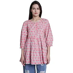 rajnandini Women's Peach Pure Cotton Jaipuri Printed Western Short Top (JOPLJPR728-P)-picture-46
