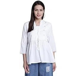 rajnandini Women's Pure Cotton Embroidered Short Western Top (JOPLJPR707_Off White)-picture-16