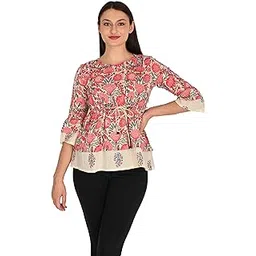 rajnandini Women's Pure Cotton Jaipuri Printed Short Top (JOPLJPR711R-P_Cream_P)-picture-53