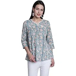 rajnandini Women's Sea Green Pure Cotton Jaipuri Printed Western Short Top (JOPLJPR721-P)-picture-11