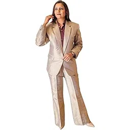 rajneel prithvisanyogita Women's Formal Suit with Blazer and Waist Frill Detail, Matching Trouser Set, Solid Color-Outfit for Office, Meetings, Events and Semi-Formal Occasions-picture-10